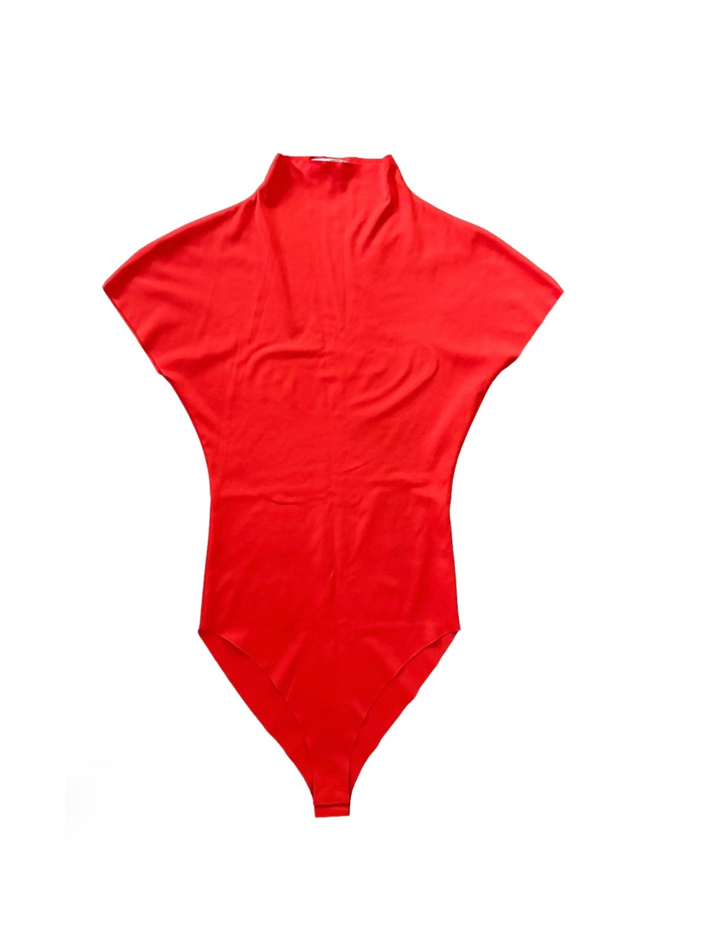 Zara Bright Red Short-Sleeve Mock Neck Bodysuit
